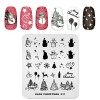 Alexnailart Nail Art Stamping Plate Template Thème de Noël Dessin animé Bonhomme de neige Bonhomme de neige Arbre Bougie Moti