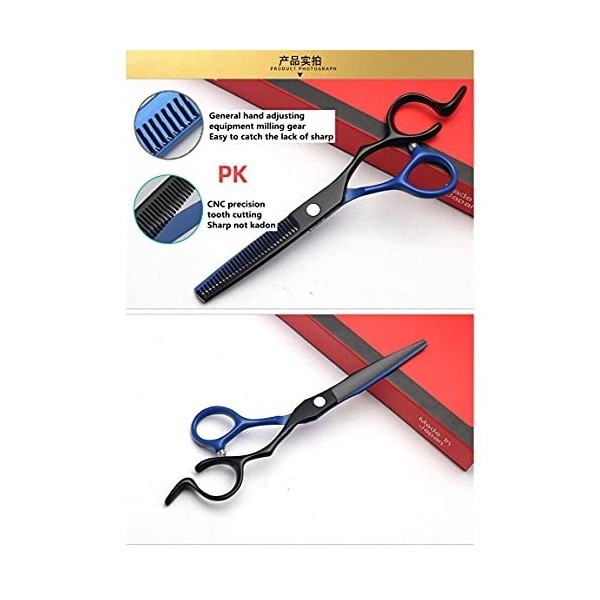 Ciseaux de coupe de cheveux, ciseaux de barbier professionnels de 6 pouces, ensemble de coiffure de salon de coiffure bleu c