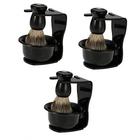 Alipis 3 Pièces Support De Blaireau Tasse De Rasage Bol De Rasage Ensemble De Rasage Bol De Noir Blaireau Support Rasage Bros