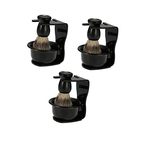 Alipis 3 Pièces Support De Blaireau Tasse De Rasage Bol De Rasage Ensemble De Rasage Bol De Noir Blaireau Support Rasage Bros