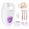 Epilateur Electrique Femme, Épilateur pour femme 2 en 1 avec lumière LED pour aisselles, jambes, bras, épilateur pour les jam