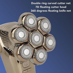 Tondeuse à Barbe à 7 Têtes, Rasoir à Barbe Rotatif, Rasoir électrique étanche pour Hommes, Rasage électrique 5 en 1 pour Homm