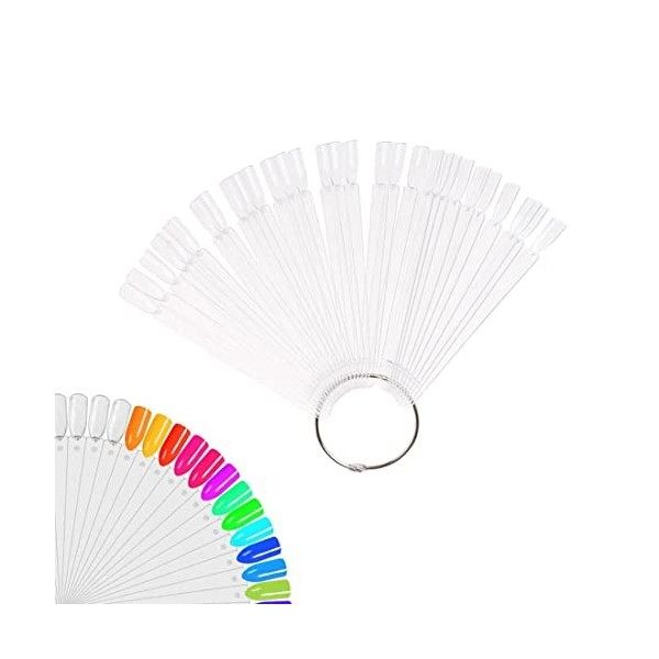 Carte de couleur des ongles LEEQBCR - 50 pièces de support à ongles en plastique transparent, carte de couleur des ongles en 