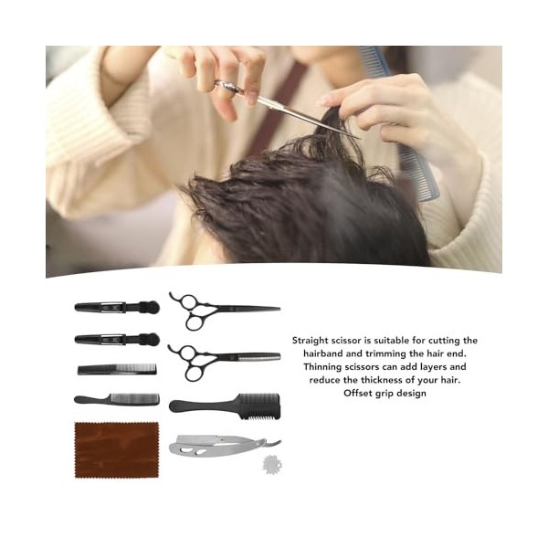 Ensemble De Ciseaux De Coiffure, Kit De Ciseaux De Coupe De Cheveux, Support De Tondeuse à Clip, Peigne En Acier Inoxydable, 