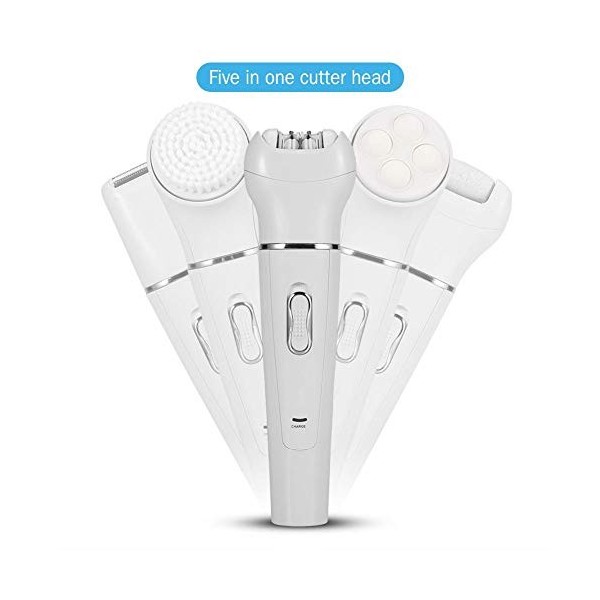 Machine dépilation de cheveux, Kemei rechargeable 5 dans 1 kit facial doutils de beauté de machine dépilation de lépilate