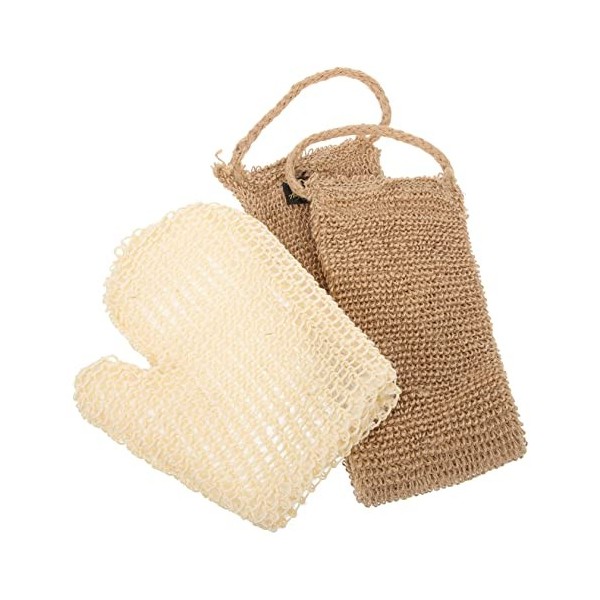 FRCOLOR 5 Ensembles De Bain En Sisal Ensemble De Bain De Douche Gant De Bain Nettoyant Pour Le Corps Serviette De Gommage Pou