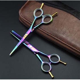 Ciseaux de coupe de cheveux, ciseaux professionnels à deux queues de 5,5 pouces, ciseaux amincissants arc-en-ciel, ensemble d...