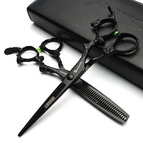 6 pouces noir coiffure professionnelle ciseaux sharp 440c haute dureté salon coiffeur coiffure cisaillement éclaircissant out