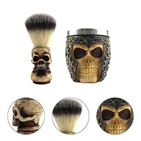 Amosfun 1 Ensemble De Brosse À Barbe Tête De Mort Kit De Voyage Pour Femmes Crème À Raser Pour Hommes Outils En Bois Brosse À