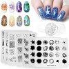 KADS 7 Pcs Nail Art Estampage Plaques Fleur Papillon Océan Imprimer Manucure Modèles avec 1 Pc Stamper Polonais 7 Plates+1 S