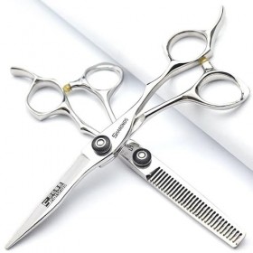 Japan 440 Lot de 2 ciseaux de coiffage professionnels en acier pour coiffeur 5,5/6/6,5"