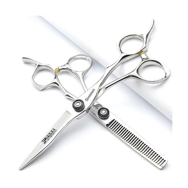 Japan 440 Lot de 2 ciseaux de coiffage professionnels en acier pour coiffeur 5,5/6/6,5"