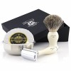 Haryali London Kit Rasage Homme - Kit Barbe Homme Avec Rasoir De Sécurité, Blaireau En Poils De Blaireau, Savon À Raser Et Bo