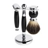 Kit de Rasage,Shaving Set de Rasage 3 pièces, Shaving Set de Rasage Rasoir Blaireau de Rasage avec Porte Blaireau Noir 