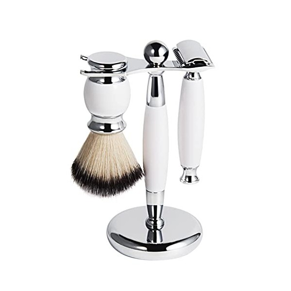 Kit de Rasage,Shaving Set de Rasage 3 pièces, Shaving Set de Rasage Rasoir Blaireau de Rasage avec Porte Blaireau Noir 