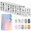 KADS Lot de 11 plaques de tampons pour ongles - 10 assiettes de Noël avec motifs de flocons de neige mignons animaux + 1 sac 