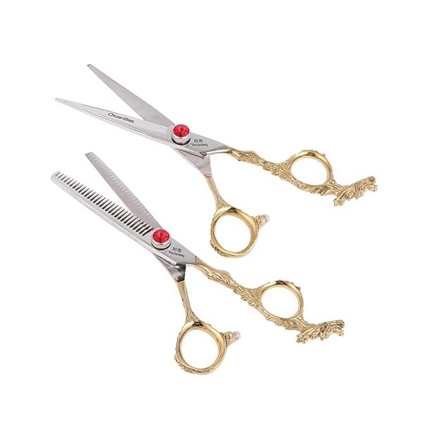 FRCOLOR 2Pcs Set Ciseaux De Coupe De Cheveux Ciseaux De Salon De Coiffure Ciseaux De Texturation Ciseaux De Coiffeur Outils D