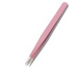 KOOKYY Pince à épiler en acier inoxydable rose droite incurvée pour cils, coupe-ongles couleur : rose, taille : B 