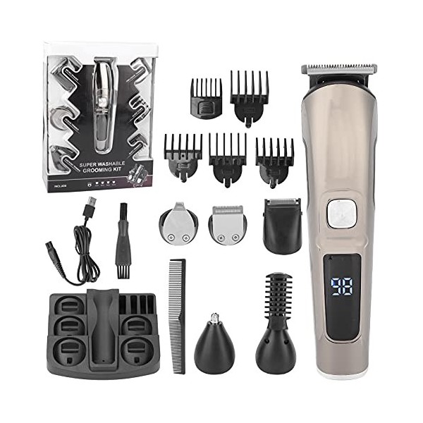 Kit De Tondeuse à Cheveux électrique, Tondeuse à Cheveux Sans Fil étanche Haute Charge USB Rapide Pour Barbe Pour Favoris Poi