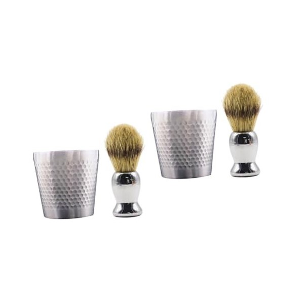 minkissy 2 Ensembles Ensemble De Brosses À Barbe Hommes Kit De Toilettage Masculin Kit De Cosmétologie Hommes Blaireau Barbe 