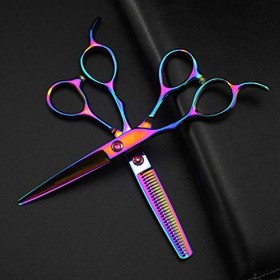 Ciseaux de coupe de cheveux, 6 professionnels 440c arc-en-ciel ciseaux à cheveux pour gauchers coupe de cheveux coupe de c Ra...