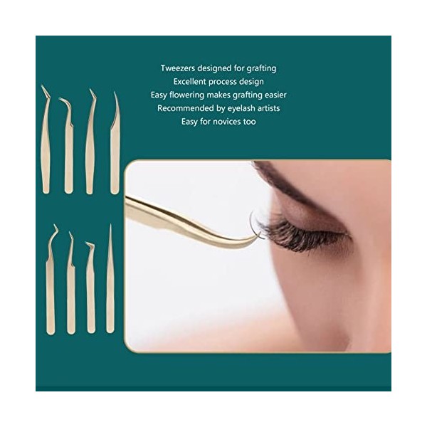 Lot de 8 pinces à épiler professionnelles pour sourcils en acier inoxydable avec boîte