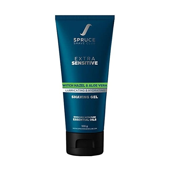 AOZA Spruce Shave Club Gel de rasage naturel pour homme | Formule extra sensible aux huiles essentielles pures | hamamélis et