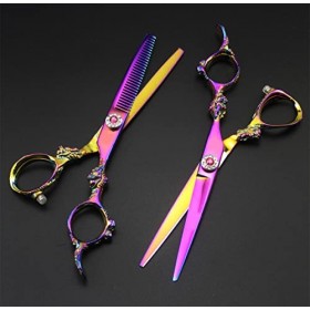 EVANEM Ciseaux à cheveux, ciseaux de luxe dorés de 6,0 pouces for cheveux, kit de cisailles à effiler en acier inoxydable 6CR