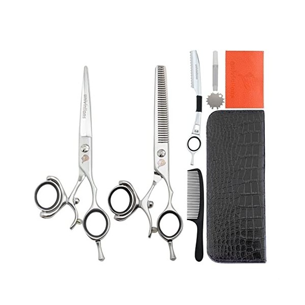 ATRIXU 5,5 Pouces Japonais Ciseaux de Cheveux kit Salon Professionnel Coiffure Ciseaux Coiffure Rasoir Bord Rotation Tour Thu