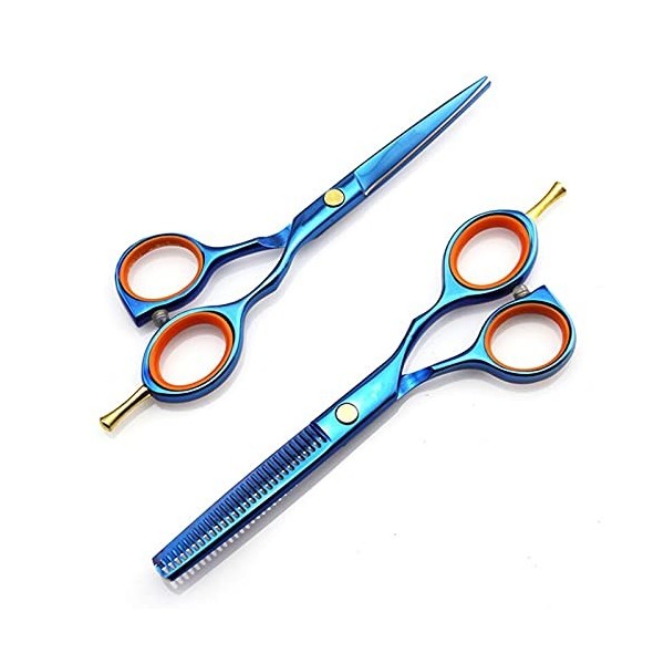 Ciseaux de coupe de cheveux, ciseaux à cheveux professionnels 440c 5,5 pouces bleus coupant des ciseaux de coiffeur coupe de 