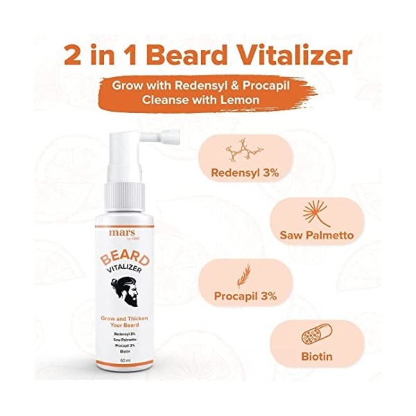 QURA Viltalisateur de croissance de barbe 60 ml avec Redensyl, Procapil pour barbe longue et épaisse | Biotine pour la croi