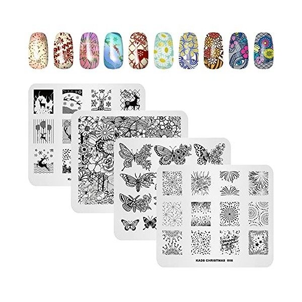 KADS Plaque De Stamping Ongles Nail Art Noël Flocon De Neige Florale