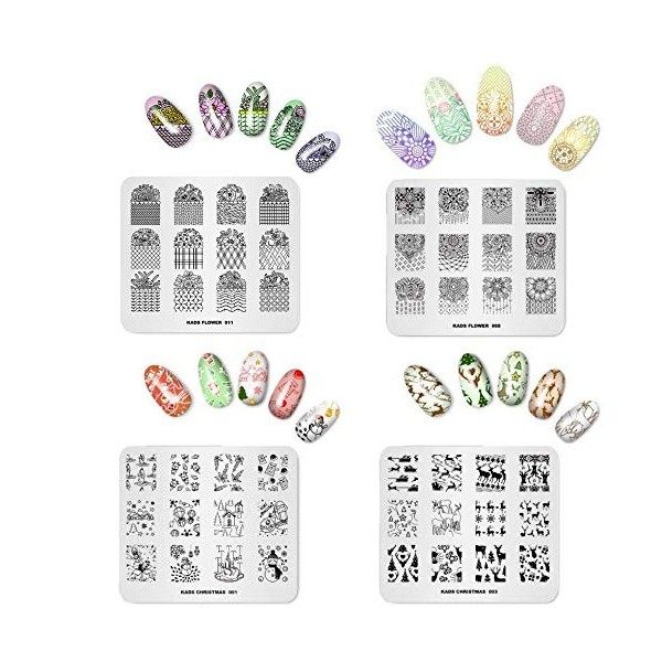 KADS Plaque De Stamping Ongles Nail Art Noël Flocon De Neige Florale