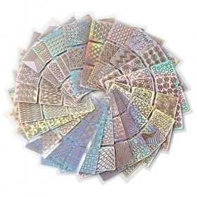 Virtual Village 24 Feuilles Autocollant dongle Creux Pochoirs en Vinyle Stickers Décoratifs Conseils Nail Art Stickers Ongle