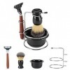 MORYEN Ensemble doutils de Rasage Professionnels 4 en 1 for Hommes, Bol de Rasage + Support de Rasage + Blaireau for Le toil