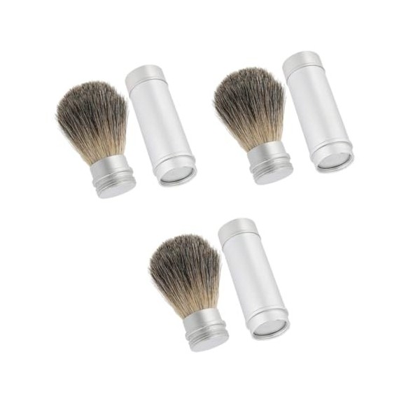 minkissy Lot de 3 brosses de rasage pour homme - Brosse de rasage pour homme - Brosse de rasage en poils de blaireau - Brosse