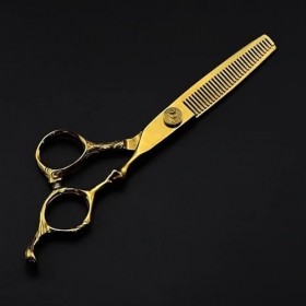 Ciseaux de coupe de cheveux, ciseaux à cheveux dorés 440C de 6 pouces, ciseaux de coiffure professionnels avec vis à gros rou...