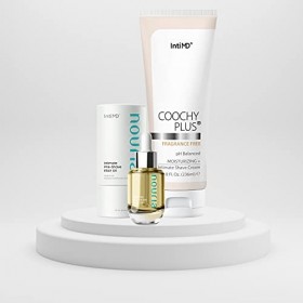 Coochy Plus Crème de Rasage Intime Fragrance Free + NOURIA Kit dhuile Hydratante élixir Pré-rasage - HydroLock & Hydratant e