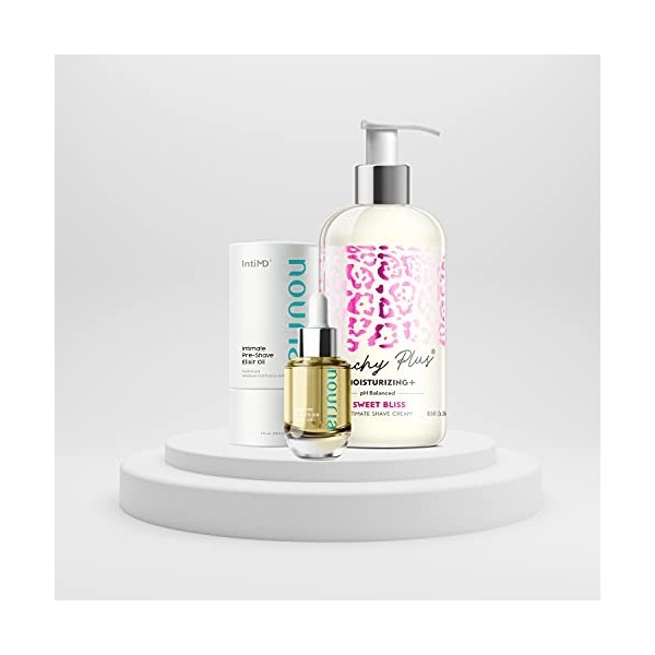 Coochy Plus Crème de Rasage Intime Sweet Bliss + NOURIA Kit dhuile Hydratante élixir Pré-rasage - HydroLock & Hydratant et S