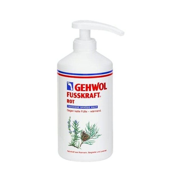 Gehwol Fusskraft Rouge riche Émollient Crème pour les pieds pour peau sèche rugueuse kit 500 ml