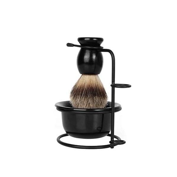 HRTC Supports de Brosse de Rasoir pour Hommes, Bol moussant pour Salon de Coiffure, Nettoyage de la Barbe du Visage, Ensemble