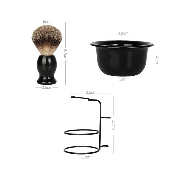 HRTC Supports de Brosse de Rasoir pour Hommes, Bol moussant pour Salon de Coiffure, Nettoyage de la Barbe du Visage, Ensemble