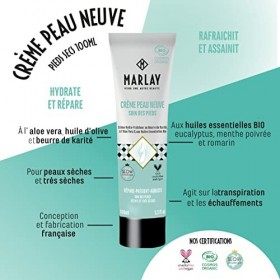 Marlay Cosmetics - Crème Peau Neuve 100 ml - Crème Pieds Secs & Abimés - Hydratante & Anti-transpirante - 99% Origine Naturel