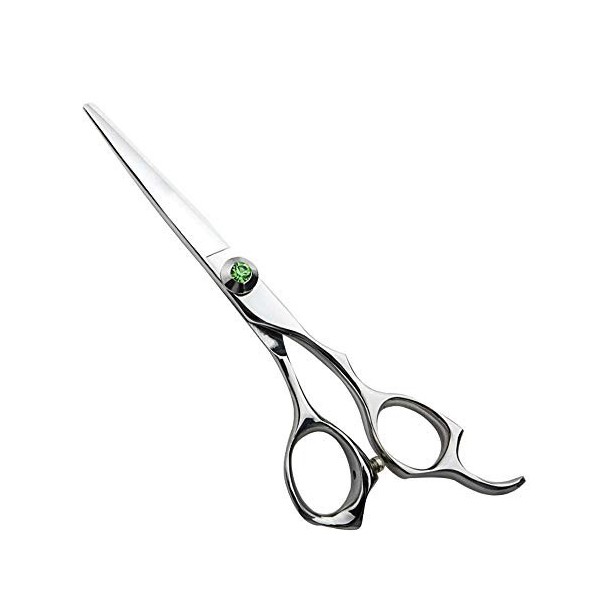 Ciseaux de coupe de cheveux, cisailles à cheveux professionnelles Coupe de cheveux Green Diamond Large Ear Handle 6 "inch Fla