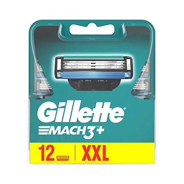 Gillette Mach3 Lames de Rasoir Homme, Pack de 12 Lames de Recharges