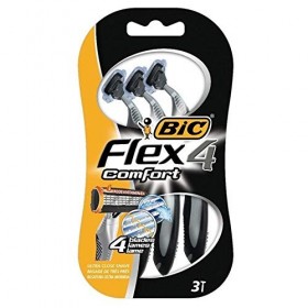 BIC Rasoirs Jetables Hommes Flex Comfort 3 - Rasage Précis et Confortable - 3 Rasoirs Jetables pour Hommes - Lame Triple Acti
