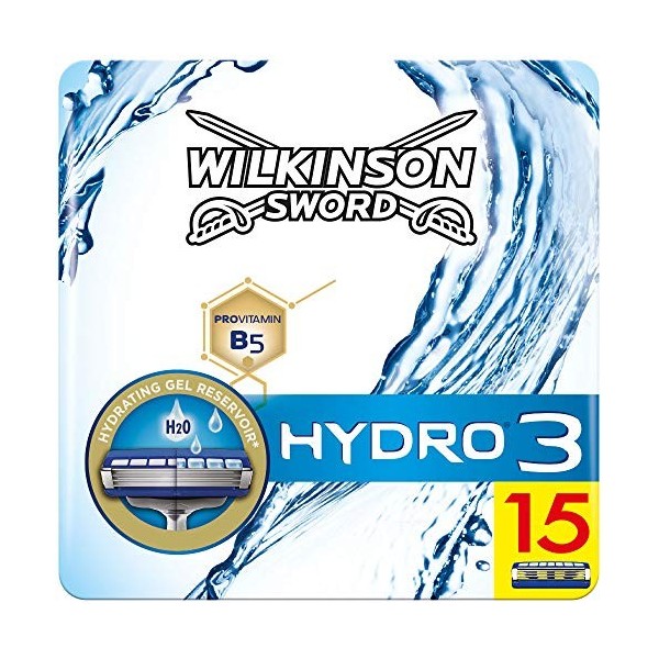 Wilkinson Hydro 3 - Lames de Rasoir pour Homme - Pack de 15