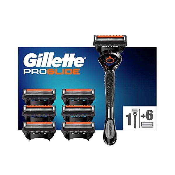 Gillette ProGlide Rasoir pour homme avec technologie Flexball + 7 lames de rasoir avec tondeuse de précision, 5 lames anti-fr