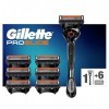 Gillette ProGlide Rasoir pour homme avec technologie Flexball + 7 lames de rasoir avec tondeuse de précision, 5 lames anti-fr