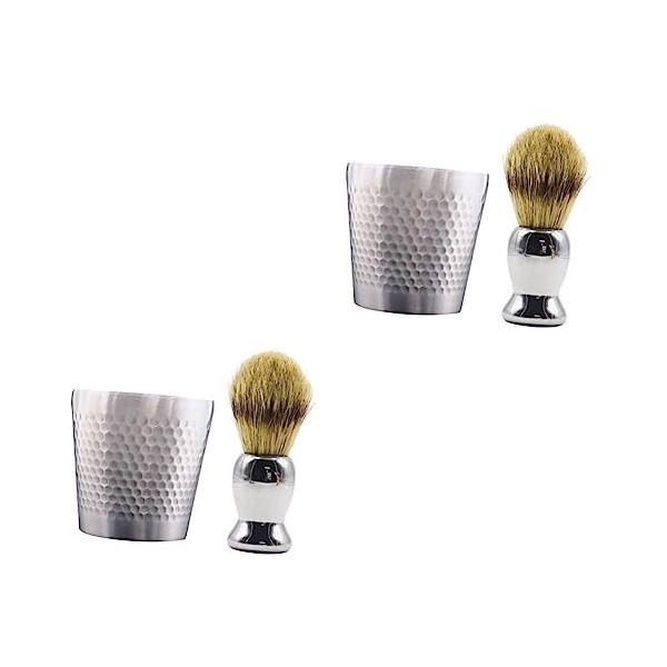 minkissy Lot de 2 brosses à barbe pour homme - Kit de toilettage pour homme - Kit de cosmétologie - Brosse à raser pour homme